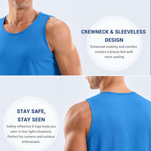 Débardeur de sport pour homme à séchage rapide, col rond, 100 % coton, pour entraînement, gym, fitness, course à pied, décontracté, été, personnalisable - Product Image 6