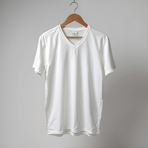 Camisetas Blancas de Cuello en V para Hombre, de Algodón, Manga Corta, Corte Ajustado, con Personalización OEM ODM - Product Image 3