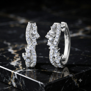 Boucles d'oreilles créoles élégantes en or massif 14 carats pour femme, serties de diamants Moissanite, design unique, personnalisables, tendance, bijoux luxueux, idée cadeau - Product Image 6