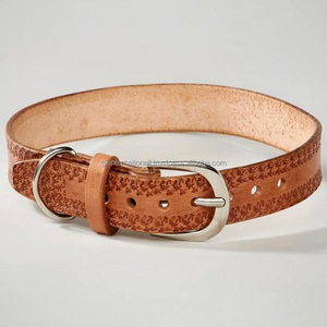 Collier pour chien en cuir gaufré à la main, fabriqué à la main, robuste et durable, accessoire pour animaux de compagnie, boucle en laiton massif et anneau en D - Product Image 2