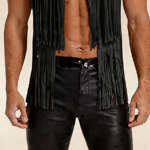 <b>Mens</b> Fringe Vest Western Cowboy Leather Sleeveless <b>Jacket</b> <b>Suede</b> Tassel Motorcycle Festival Rodeo OEM Premium OEM Apparel - Product Image 2