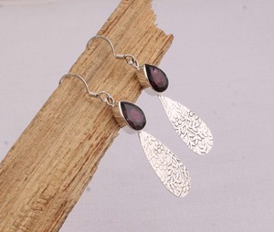 Pendientes de Granate Rojo Natural, Plata de Ley 925, Fabricante de Joyería, Venta al por Mayor, Pendientes de Piedras Preciosas Rojo Intenso para Mujer, Joyería Fina - Product Image 3