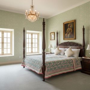 Edredón clásico estampado de fabricante indio, tamaño Queen, de algodón y lino, hecho a mano, para uso doméstico en todas las estaciones, a precio económico. - Product Image 5