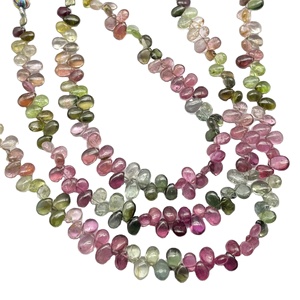 Perles de tourmaline multicolores de haute qualité, forme poire, briolette, 6-7 mm de long, brin de 8 pouces, pierre précieuse naturelle pour bijoux - Product Image 1