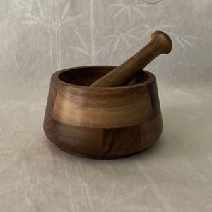 High Quality Wooden Mortar <b>And</b> Pestle <b>Set</b> For Grinding Peppercorns <b>Spices</b> <b>And</b> Seasonings In Kitchen - Product Image 6