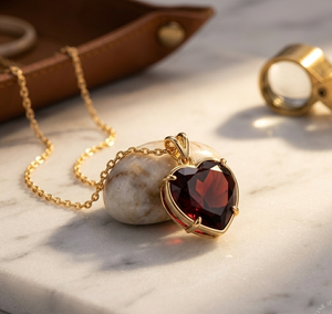 Collar con Colgante de Corazón Garnet Hydro de 16 Pulgadas, Plata de Ley 925, Chapado en Oro de 18K, Elegante Collar para Fiestas - Product Image 3