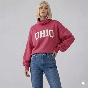 Pull col roulé oversize pour femme OHIO, manches longues, tricoté, couleur unie, pour l'automne, respirant, en coton et bambou, col montant - Product Image 4