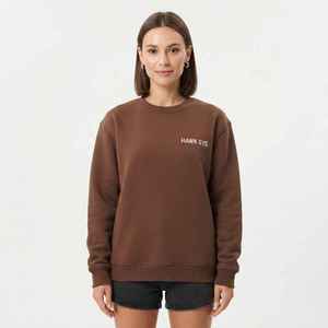 Sweat-shirt pour femme en coton tricoté marron à col rond avec imprimé lettres, coupe classique, décontracté, pour l'automne - Product Image 3
