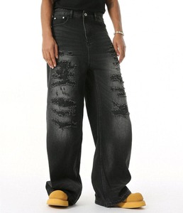 Jean baggy vintage multi-couleurs délavé à l'acide, coupe large, taille mi-haute, personnalisé par le fabricant pour homme - Product Image 4