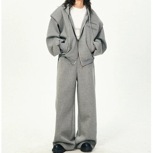 Conjunto Deportivo Casual de Forro Polar con Capucha para Mujer, Color Sólido, Manga Corta, Corte Holgado, 100% Algodón, Ropa de Invierno, Oferta Online - Product Image 1
