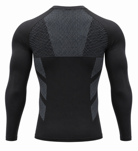 Rashguard à manches longues pour homme, noir, imprimé par sublimation, séchage rapide, polyester et élasthanne, coupe sans couture - Product Image 3