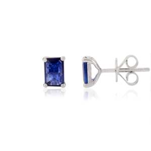14K Gold Dainty <b>Blue</b> Sapphire Prong Set <b>Stud</b> <b>Earrings</b> - Product Image 6
