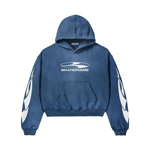 Survêtement en molleton français déchiré de style urbain, de bonne qualité, très vendu, avec impression sérigraphiée, sexy, décontracté, à manches classiques, pour homme - Product Image 3