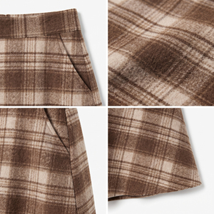 Jupes en flanelle pour femmes, longueur genou, en mélange de laine à carreaux, coupe décontractée, jupes décontractées pour l'hiver, jupes longues, jupes à carreaux longueur genou - Product Image 6