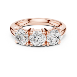 Anillo de Compromiso y Boda de Tres Piedras con Diamante Cultivado en Laboratorio, Corte Brillante Redondo, Oro Sólido de 14K, HPHT CVD - Product Image 5