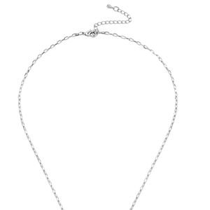 Silver Script Letter Pendant <b>Necklace</b> with Crystal Detail Fine Chain Elegant <b>Statement</b> Women Fashion Jewelry Everyday Party - Product Image 2