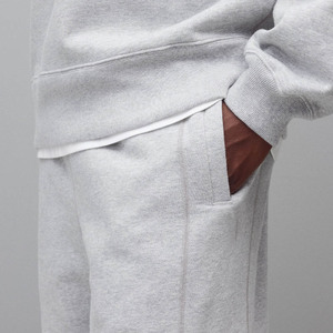 Men's Gray Half-<b>Zip</b> <b>Sweatshirt</b> Tracksuit Set Full Length Loose Fit Solid Color Cotton Casual Autumn Wear With Side Pockets - Product Image 4
