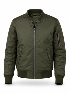 Veste d'hiver pour homme de haute qualité, style streetwear, col montant, séchage rapide, non-tissé, 100% coton, nylon, daim, fermeture éclair, couleur unie - Product Image 1