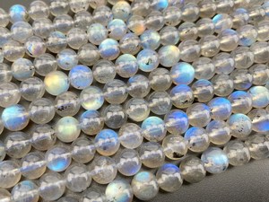Cadena de cuentas redondas de piedra lunar arcoíris natural |   Cuentas Sueltas de Piedras Preciosas Lisas para la Fabricación de Joyas |   Categoría 4mm 6mm 8mm 10mm - Product Image 1