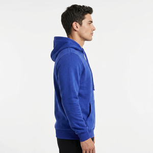 Sudadera con capucha azul personalizada para hombre, corte regular, 100% algodón polar, informal, con bolsillo, para otoño. - Product Image 3
