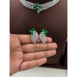 Indian Ethnic Aliya American Diamond <b>Gold</b> Plated Bridal Choker <b>Set</b> - Product Image 4