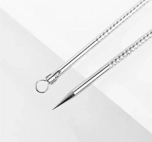 Extracteur de points noirs et comédons en acier inoxydable, outil double extrémité boucle et aiguille en argent pour une extraction douce du visage - Product Image 4