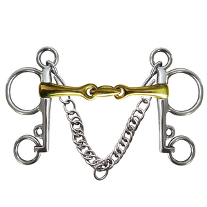 Pelham <b>Gag</b> <b>Bit</b> Double Jointed Western Equestrian Riding Training Horse <b>Bits</b> Direct Factory Made <b>Bits</b> With Curb Chain - Product Image 1
