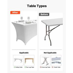 Paquete de 10 Manteles Rectangulares de Spandex Blanco de 6 Pies, Protector de Mesa Lavable, Resistente a las Arrugas, Fundas Elásticas para Eventos y Cócteles - Product Image 5