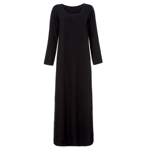Robe longue respirante en coton (95%) et élasthanne (5%) de 220g, taille naturelle, teinte unie, tissée, écologique, collection automne – Meilleure vente - Product Image 2