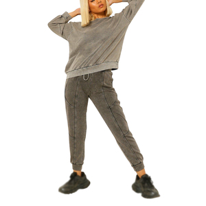 Pantalon de jogging décontracté pour femme, délavé à l'acide, taille basse, uni, avec cordon de serrage, coupe large et ample, style streetwear, 2026 - Product Image 3