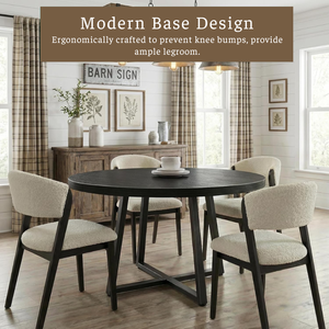 Modern Round Dining <b>Table</b> with Solid <b>Wood</b> <b>Top</b> and Metal Legs, Stylish Dining Room Furniture for Home, Apartment and Office - Product Image 3