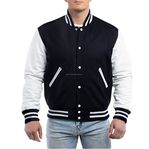 Chaqueta Universitaria Personalizada Unisex, Estilo Varsity, de Lana y Cuero, con Cierre, Bordado, Parches Frontales, Estilo Retro, Uniforme de Premiación Universitaria - Product Image 3