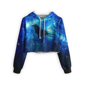 Sudadera Corta con Estampado Galaxy Raven para Hombre, Sudadera con Capucha, Ropa Urbana de Otoño, Impresión por Sublimación, Tejido de Punto, 100% Poliéster - Product Image 6