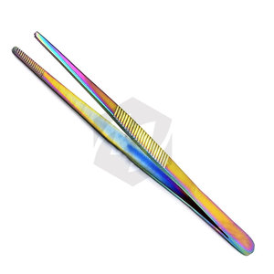 Pinces en acier inoxydable à dents 1x2 et à pointe dentelée, pinces à pansements en titane arc-en-ciel, instruments médicaux - Product Image 6