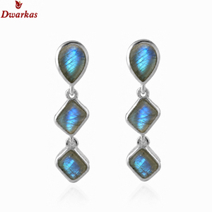 Hot popular elegant <b>earrings</b> 925 sterling <b>silver</b> labradorite gemstone <b>drop</b> <b>earring</b> exporter manufacturer - Product Image 2