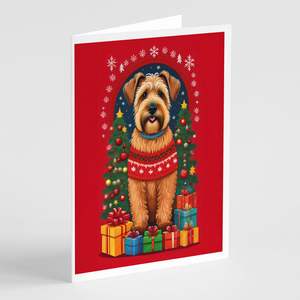 Whimsical A7 Tamaño 5x7 Wheaten Terrier Holiday Christmas Tarjetas de felicitación Pack 8 Tarjetas de nota en blanco con sobres - Product Image 1