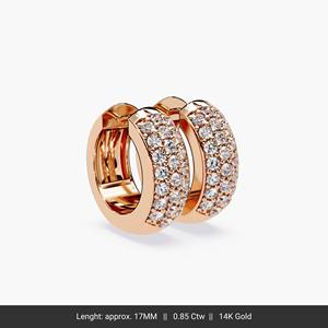 Elegantes Pendientes de Aro con Diamantes Cultivados en Laboratorio de 0.85CT, Oro de 14K, Diseño Redondo, Estilo Huggie, con Pavé, Joyería Fina de Lujo para Mujer - Product Image 6