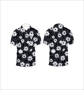 เสื้อโปโลผู้ชายสีดำขาวลายดอกเดซี่แขนสั้นลำลองแฟชั่นฤดูร้อน - Product Image 3