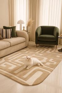 custom Geometric Rug Handmade Handloom Wool Bamboo Silk Viscose Modern Designer <b>Carpet</b> Luxury Durable Area Rug for Living Room - Product Image 1