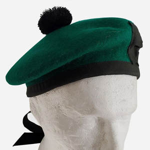 Gorro Balmoral Verde y Negro Liso con Pompón, Gorro de Lana Balmoral, Sombrero Tradicional de Piper, Sombrero Escocés al por Mayor - Product Image 5