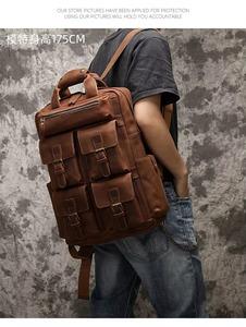 Ultimate <b>Waterproof</b> Leather <b>Backpack</b> Anti-Theft Vintage Laptop Rucksack Genuine Leather Luxury LBP-0437 - Product Image 6