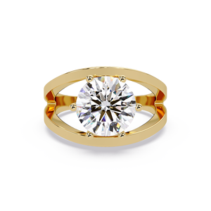 Bague de fiançailles solitaire à tige fendue avec diamant de laboratoire rond certifié IGI, en or massif 14K à six griffes, fabricant grossiste - Product Image 3