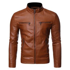 Veste en cuir pour homme, col montant, coupe slim, multi-poches, style vintage classique, nouvelle collection automne-hiver, qualité supérieure, vente en gros OEM - Product Image 1