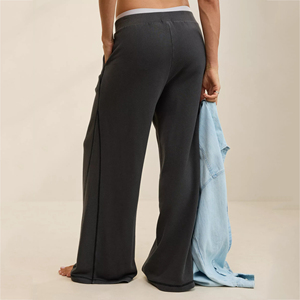 Pantalon de jogging ample gris foncé pour femme, en polyester et coton, coupe oversize, qualité supérieure OEM - Product Image 2
