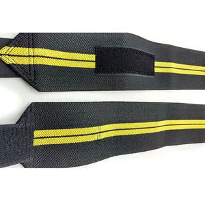 HFL Adjustable Elastic Wrist <b>Wraps</b> for Weightlifting Strength Training Joint Protection Customizable <b>Black</b> Yellow - Product Image 4