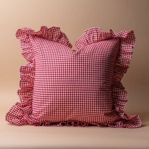 100% Cotton Woven Solid/Striped Ruffle Pillow Covers | <b>Throw</b> Cushion Covers Removable Washable Zipper Closure | Europe Decor - Product Image 2