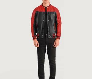 New Men's Customizable Stand Collar Varsity Jackets Embroidered Canvas Casual College Reversible Winter Zipper OEM Service Front - Product Image 4