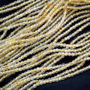 Cuentas redondas microfacetadas de cuarzo limón natural de 2 mm, cuentas de cuarzo limón para la fabricación de joyas, venta al por mayor, gemas sueltas facetadas con corte de diamante. - Product Image 6