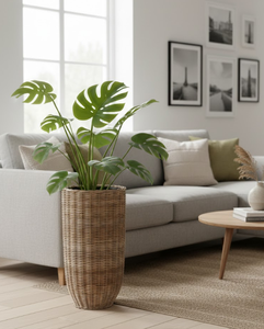 Panier à plantes haut en rotin naturel tissé à la main avec doublure en plastique imperméable, pot de plante décoratif pour intérieur et extérieur, fabriqué au Vietnam - Product Image 4