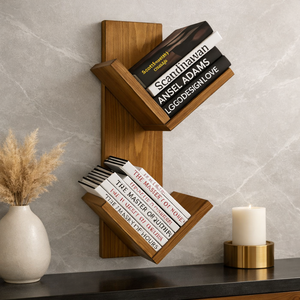 Modern Vintage X-shaped <b>Wall</b> Mounted Wooden Handmade Bookshelf Organizer Multi-Tier Designer <b>Shelf</b> for Books Plants Accessories - Product Image 4